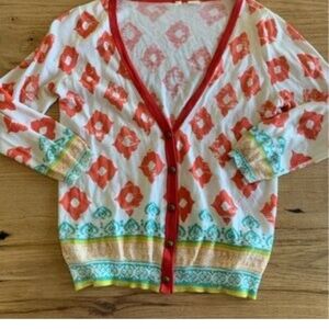 Anthropologie MOTH Cardigan IKAT bordered Karnali Colorful. good used condition.